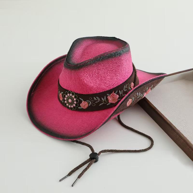 

2026 Embroidery Accessories Straw Cowboy Hat for Women and Men – Western Sun Hat for Country Concert Rodeo and Cowgirl Outfits 56-58CM