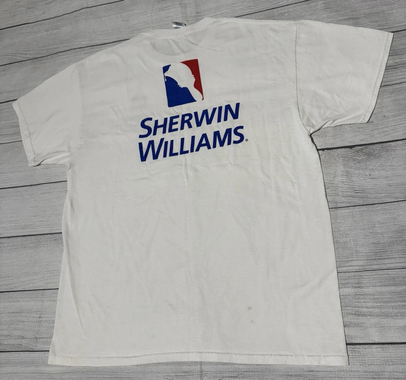 Sherwin Williams Vintage Jerzees T Shirt Mens XL Heawy Cotton Big Logo Paint Tee S
