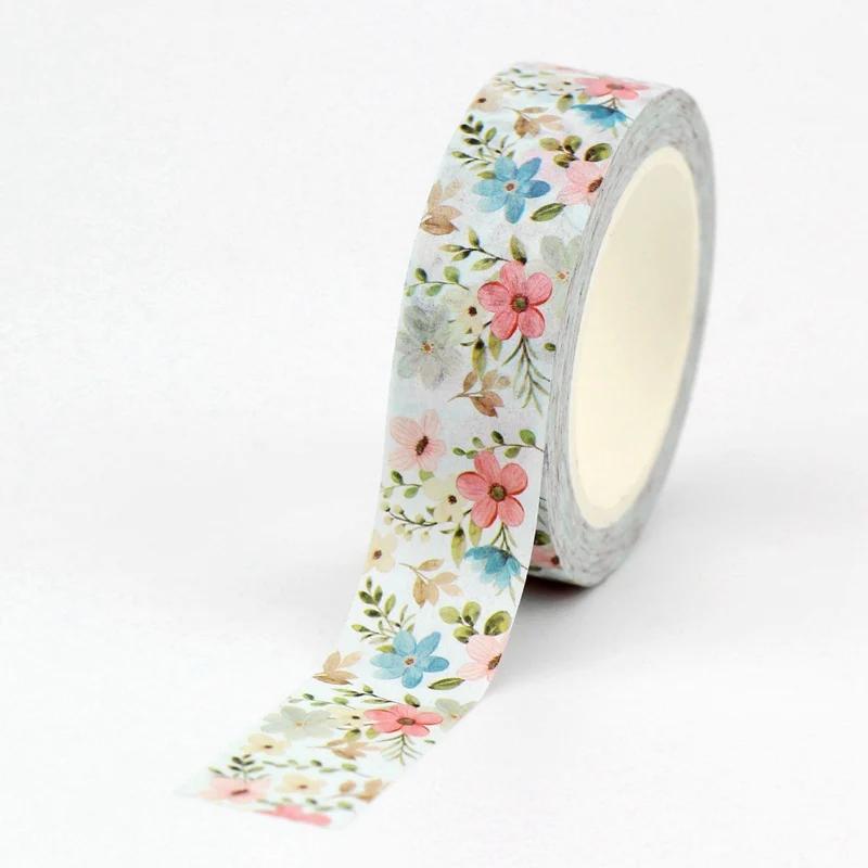 NEW 1X 10M Decor Flower Leaves Japanese Paper Cinta Washi Tape Set for Scrapbooking Masking Tape Cute Journal Kawaii Papelaria