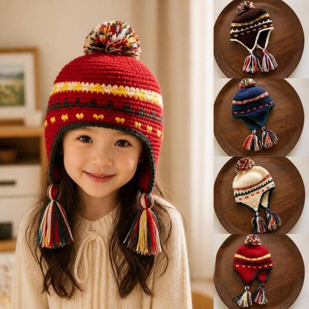 Cold Proof Warm Beanie Windproof Ear Protection Caps Retro Knitted Hats Cold Weather