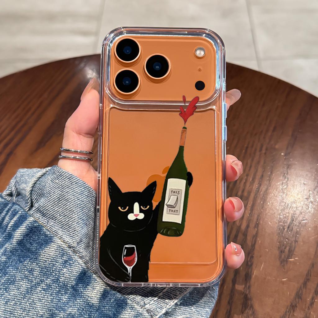 Cool Cat Transparent Case For iPhone 16 Pro 15 14 13 12 11 17 Pro Max 7 8 Plus XS 16E Silicone Shockproof Clear Soft Cases Cover