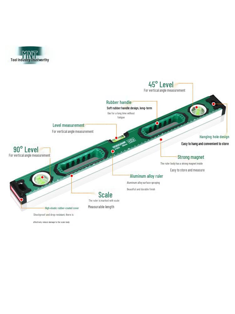 German Menate® High Precision Spirit Level: Industrial-Grade Small Balance & Multifunctional Angle Finder with Aluminum Straight Edge.