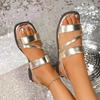 Plus Size Women's Solid Roman Sandals, Flat Cross Strap Beach Shoes, Casual Non-slip Summer Slippers, Size 43