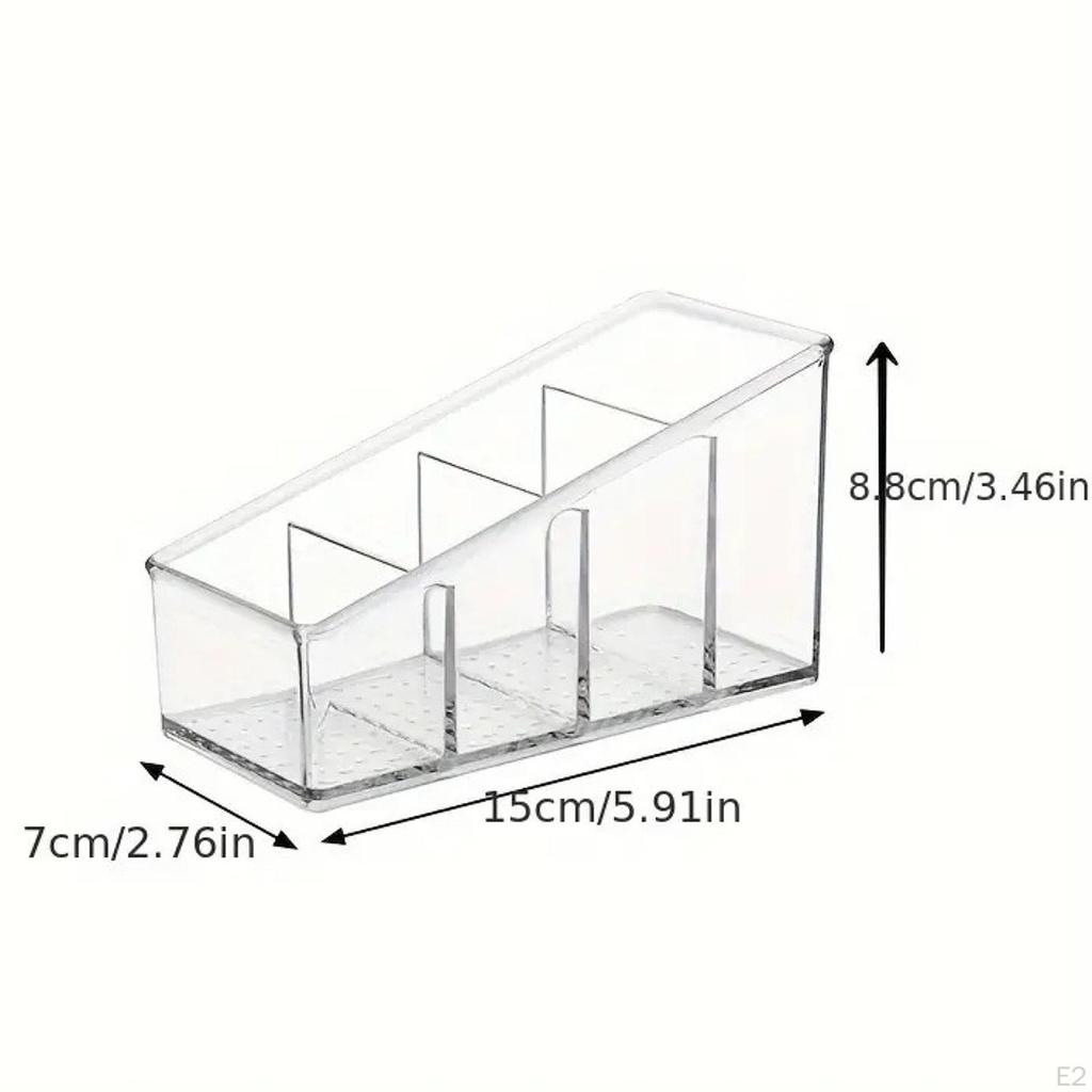 Transparente Desktop 4-Gitter Aufbewahrungsbox 5,9x3,4x2,7 Zoll Platzsparendes PET-Material Fernbedienungen