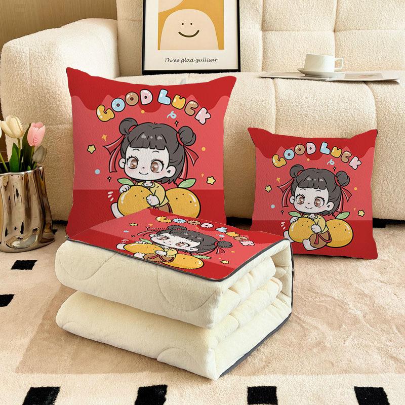 Thickened milk fleece throw pillow quilt dual-purpose two-in-one office nap pillow car cushion quilt