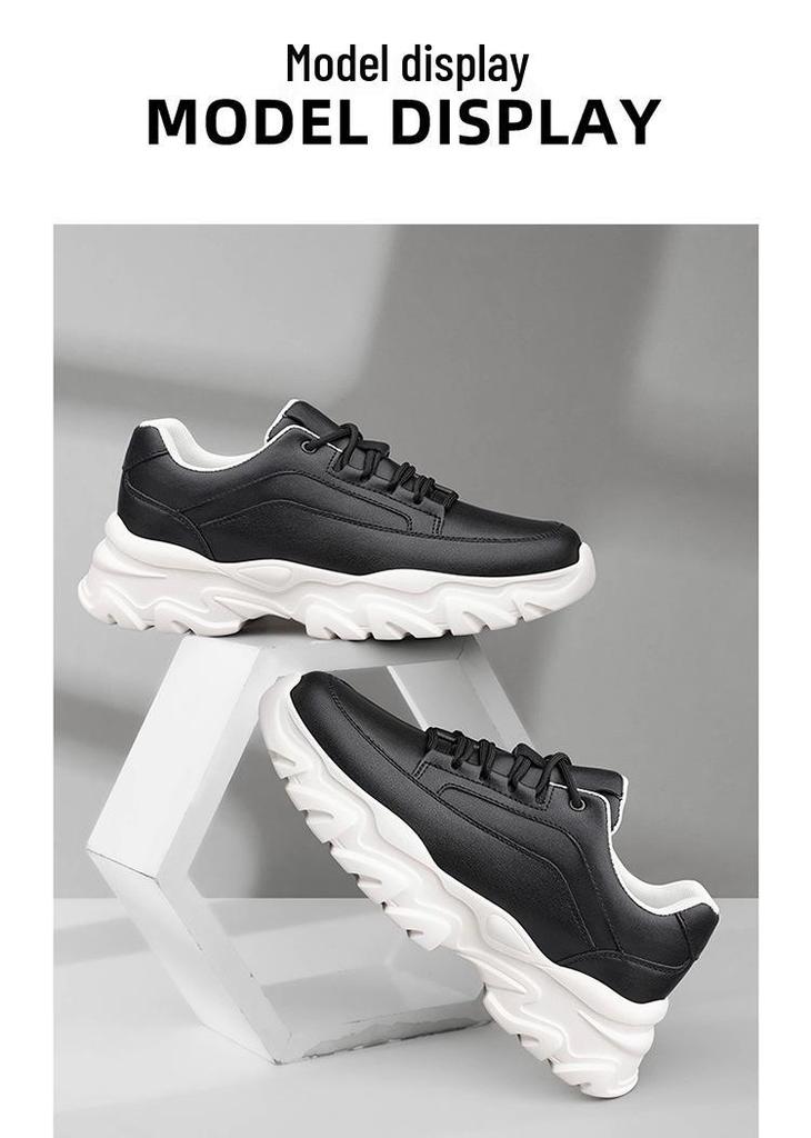 Men's 8cm Height Increasing White Breathable Casual & Running Shoes