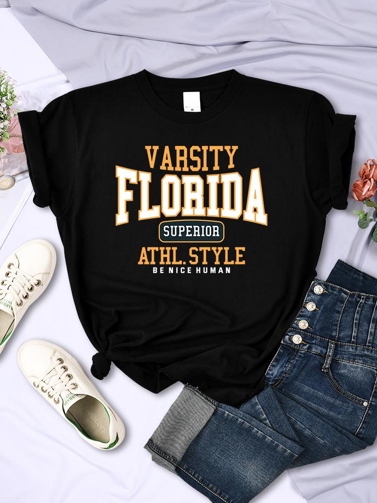 Florida Superior Athl Style Womans Short Sleeve Personality Casual Tops Breathable All-math T-Shirts Street Women Tee Clothing
