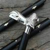 Style Lion In Brass Silver Head, Black Handle Victorian Wooden Walking Stick Cane