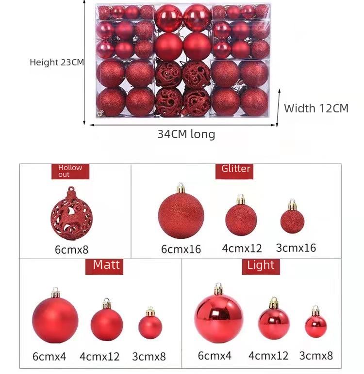 100 Parça Sınır Ötesi Noel Topu Süs Seti (3cm/4cm/6cm) - İçi Boş Parlak Klinker Süslemeler