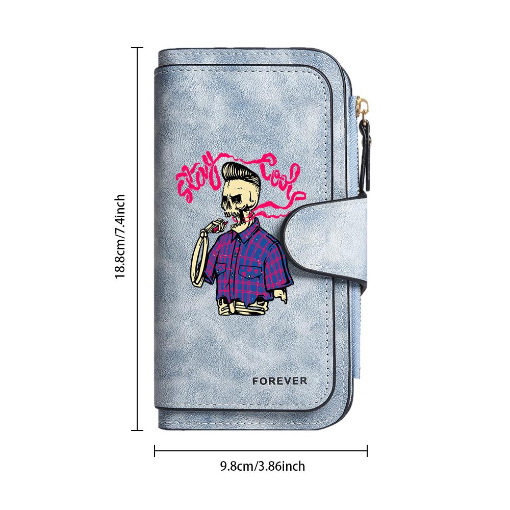 Gothic Skull Pattern Wallet Cool Long Card Holder Purse
