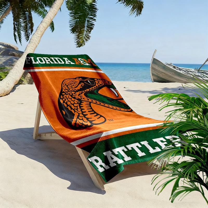 Florida A&M Rattlers Print Beach Towel, Large Soft Quick Dry Towel for Beach Camping Swimming
