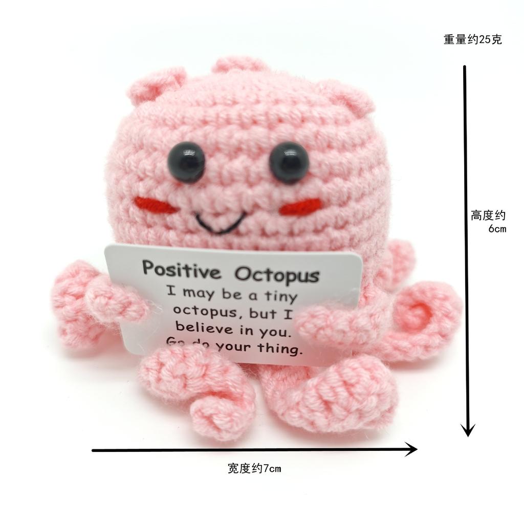 Păpușă Rechin Croșetată Amuzantă cu Energie Pozitivă Cu Card Suport Emoțional Croșetat Drăguț Tricotat Lână Albină Decor Cameră Cadouri de Crăciun