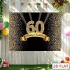 2D Flat Design 1 Piece Per Pack Golden Glitter 60th Birthday Party Backdrop Fabric - Exquisite Black Gold Luxurious Decoration