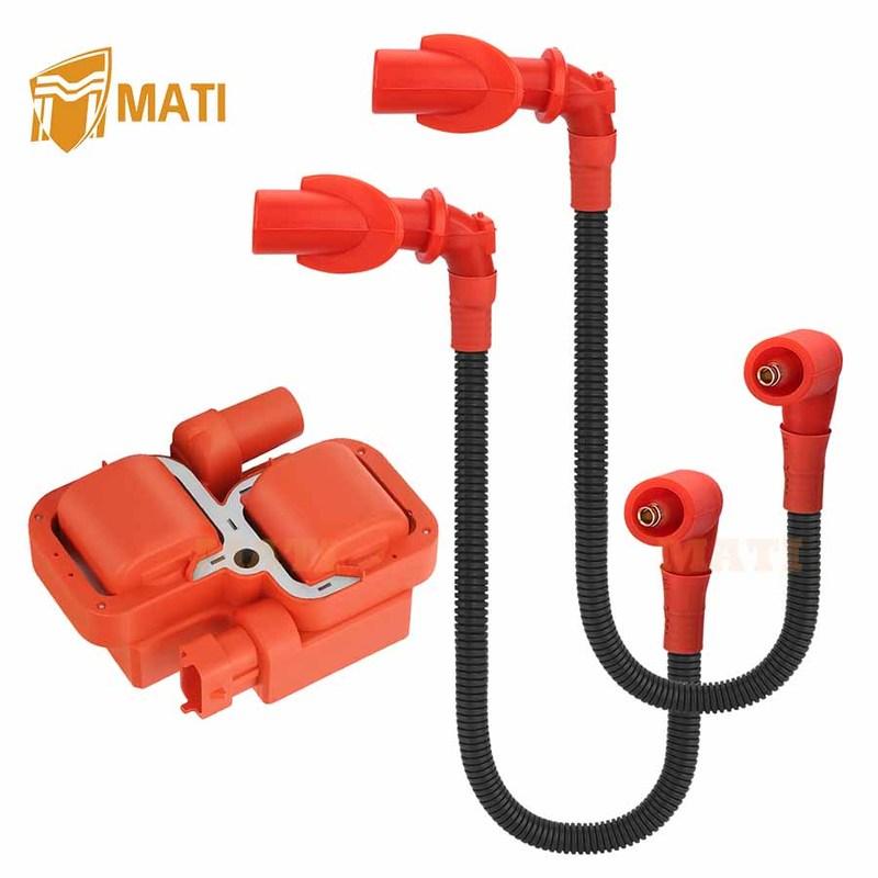 M MATI Ignition coil + Spark plug Wire Cap For Polaris Sportsman Ranger RZR 700 800 2005-2016 4010425