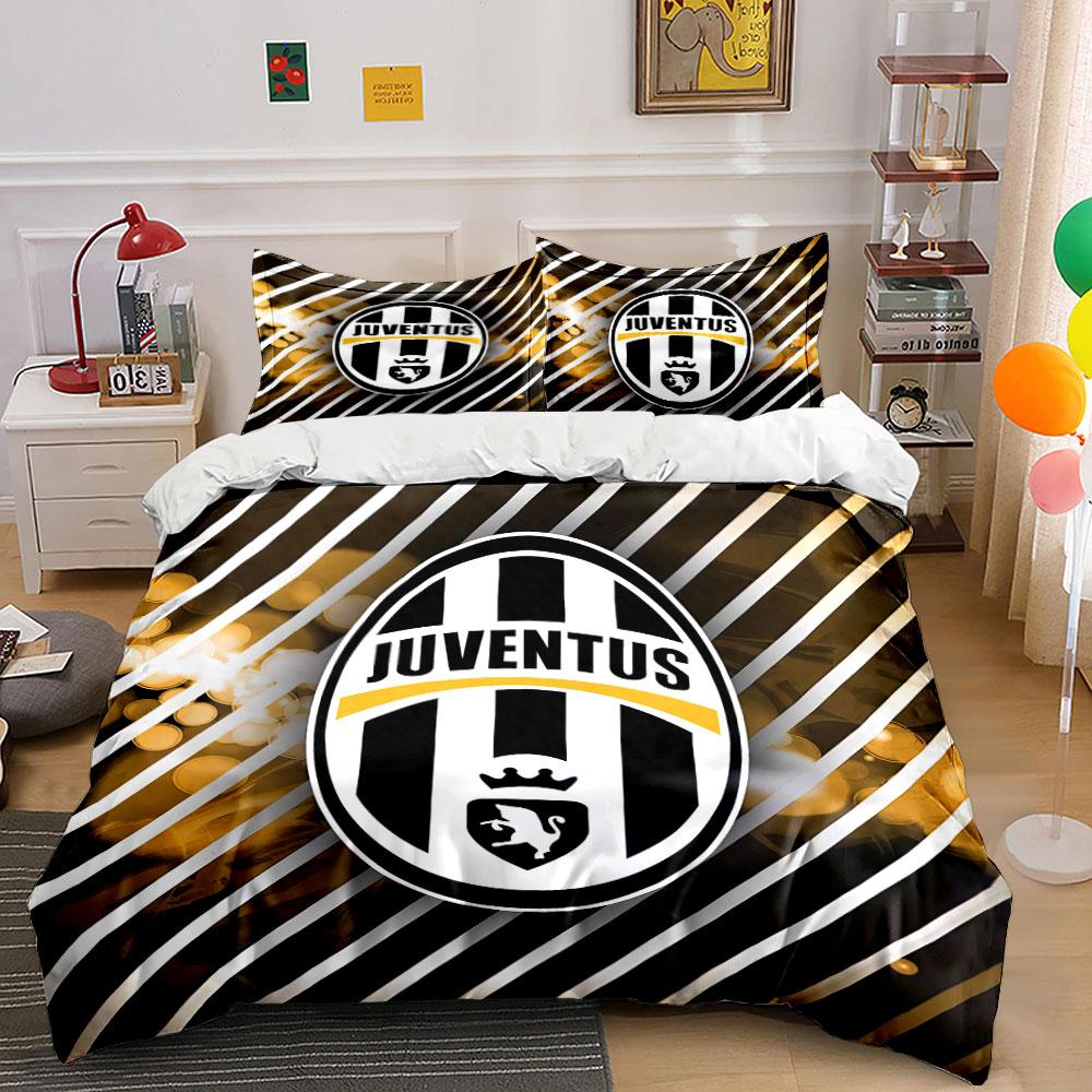 Set Biancheria da Letto a Strisce Juventus Set Copripiumino Copripiumino Federe (1 * Copripiumino 2 * Federe, senza piumino)