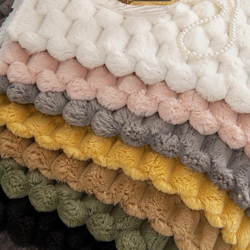 Zimní plyšový jednobarevný polštář na pohovku ve tvaru včelí plástve Silný ručník na pohovku do obývacího pokoje teplý návlek Home Decor potah na pohovku