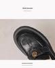 Retro Black Camellia Loafers: Pleated Leather, Thick Sole, Slip-on British Style