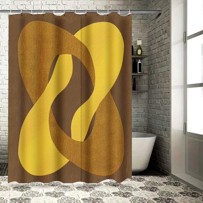 

Creative Brown Yellow Shower Curtain Set For Bathroom Decor Waterproof Fabric With Hooks Included (247X183Cm) W60H190(CM)-1 Pcs