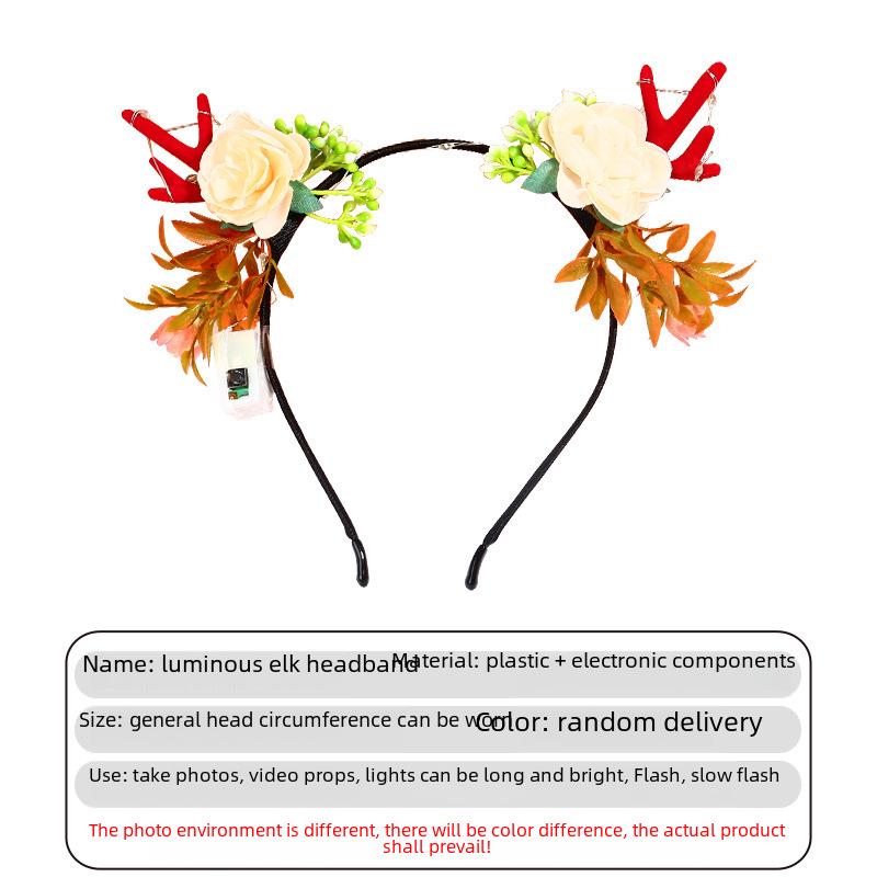 Bandă de păr cu coarne de zână intermitente și urechi de iepure pentru cadouri de Crăciun