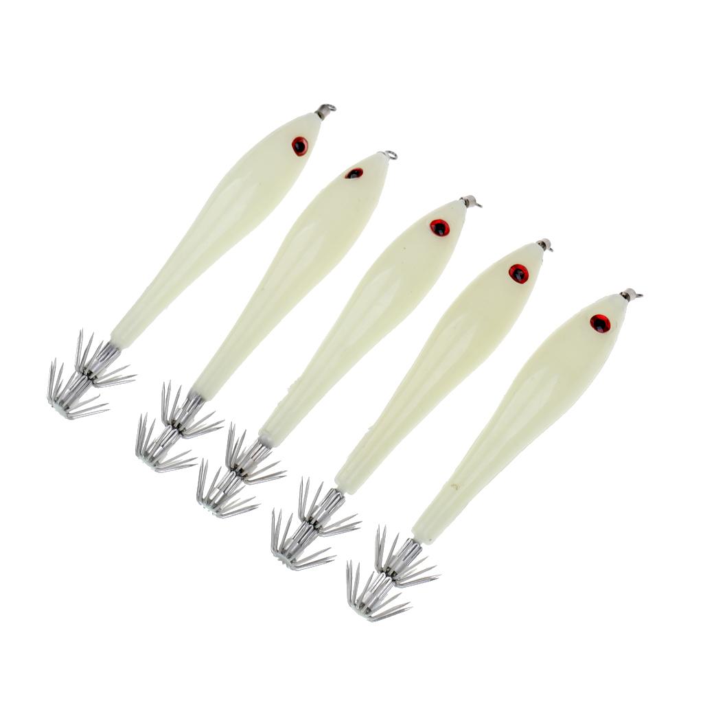 5pc Noctilucent Squid Lure Hook Cuttlefish Saltwater Fishing Lure Hard Baits