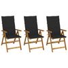 VidaXL Set of 3 Folding Garden Chairs with Cushions, Patio Seats, Dining Chairs, Patio Furniture 3064096