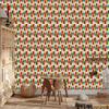 Red, coral and sea green triangle wallpaper for living room and bedroom 50x1000