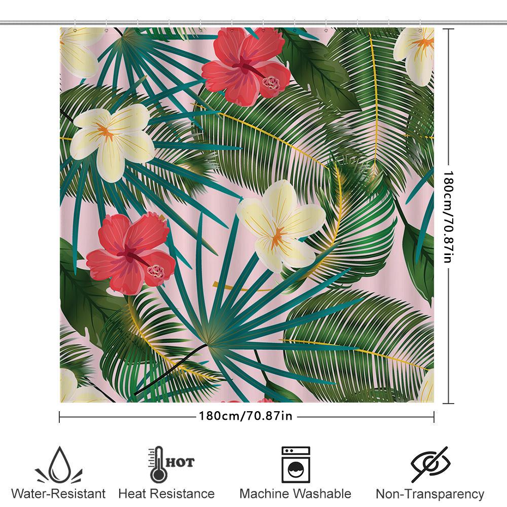 Bright Floral Green Leaves Shower Curtain For Bathroom Decor In Pink And Yellow Taurusduan Brand Home Accessories