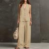 ZANZEA Women Sleeveless Vest Tops and Long Pants Casual Two Piece Suit Sets