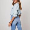 Women Denim Shirts Solid Color Turn Down Collar Long Sleeve Jean Blouses Single Breasted Loose Casual Tops Streetwear