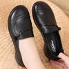 Genuine Leather Soft Sole Slip-On Mom Shoes - Non-Slip, Comfortable, Round Toe, Plus Size for Autumn