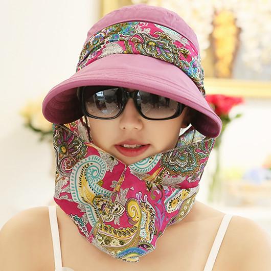 Hat Women's Summer Foldable Summer Sun Hat Outdoor Cycling Big Edge Face Cover Sun Hat