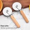 Wooden Handle Stainless Steel Pizza Cutter and Pastry Slicer