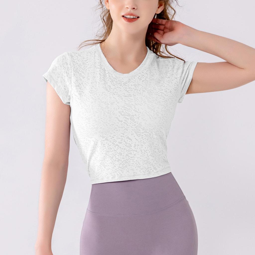 Damen Sommer Mesh Kurzarm Twist Yoga Top