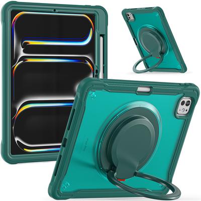 For iPad Pro 11 (2024) Case Rotary Kickstand PC+TPU+Silicone Tablet Cover