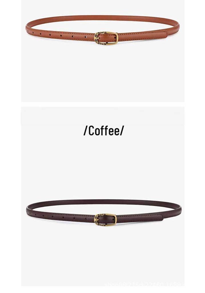 Simple Retro-Style Women's Slim Leather Belt - Fashion Accessory
