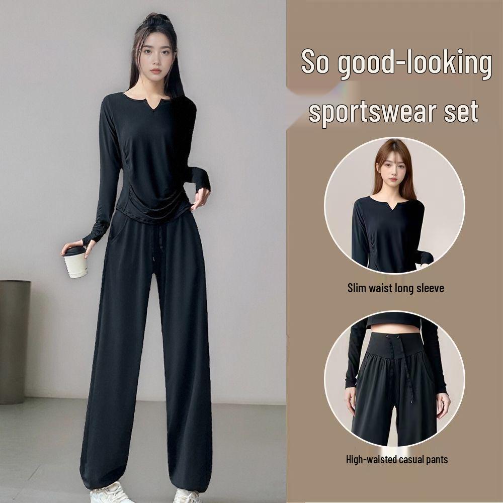 Women's Quick-Dry Loose Fit Yoga & Sports Long Sleeve Set for Running, Cycling, Fitness & Outdoors