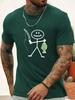 Summer Men's Round Neck Short Sleeve T-Shirt Cartoon Sketches Print Fashion Street Versatile Quick Drying Daily Mens Clothing