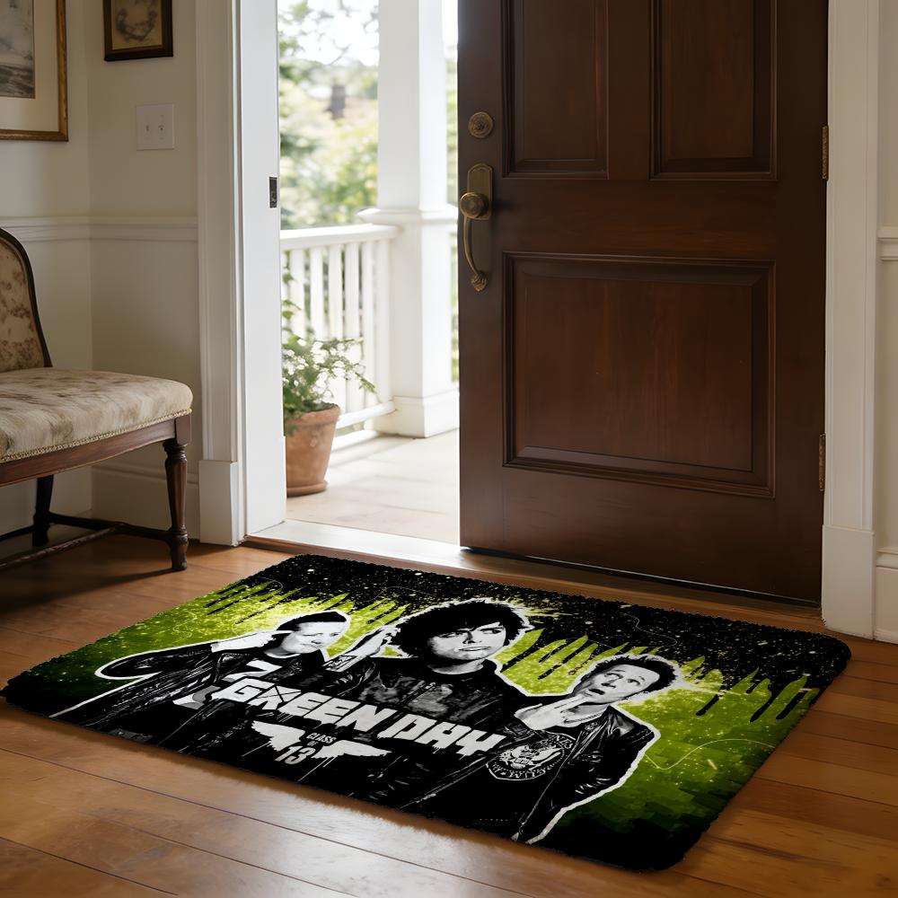 GGreen DDay Band Floor Mat Soft Flannel Absorbent Mat Non-Slip Rug Home Bedroom Bathroom