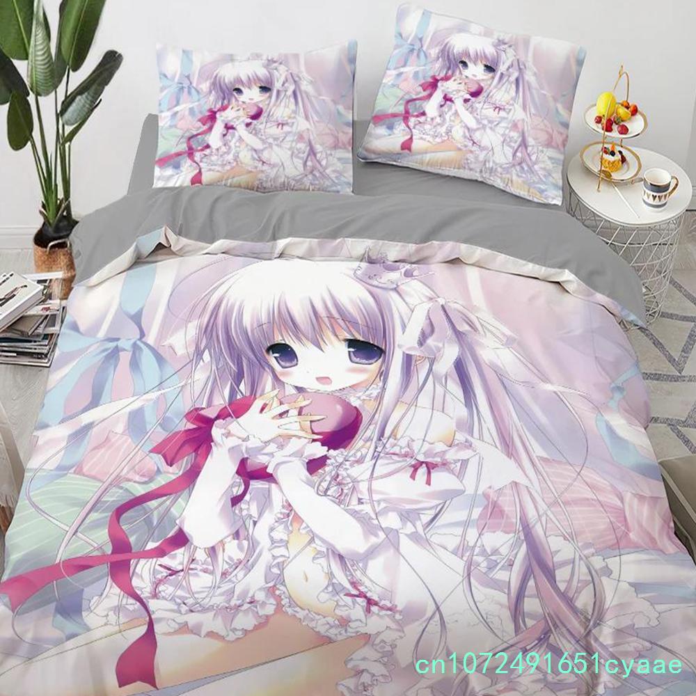 Anime Kawaii Bedding Set Japan Anime Loli Duvet Cover Set Kids Bedroom Cartoon 3D Printed Quilt Cover Bedroom Gift