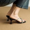 Krazing Pot Mules Microfiber Peep Toe Stiletto Thin High Heels Summer Shoes Size 44 Size 43 Crystal Women Sandals