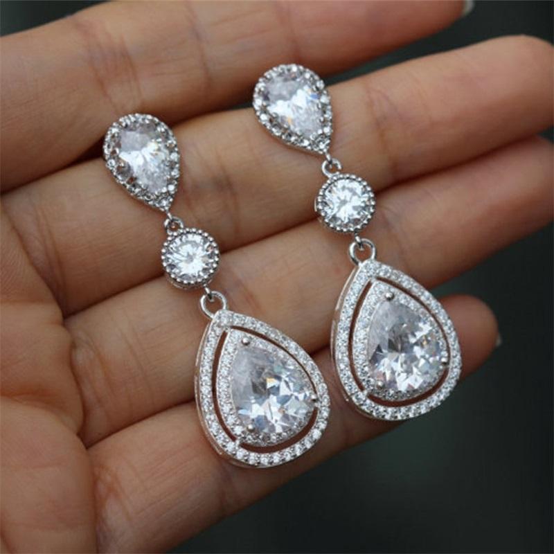 Dazzling Zirconia Drop Earrings Women Luxury Female Party Jewelry Gorgeous Wedding Accessories for Bridal Exquisite Gift