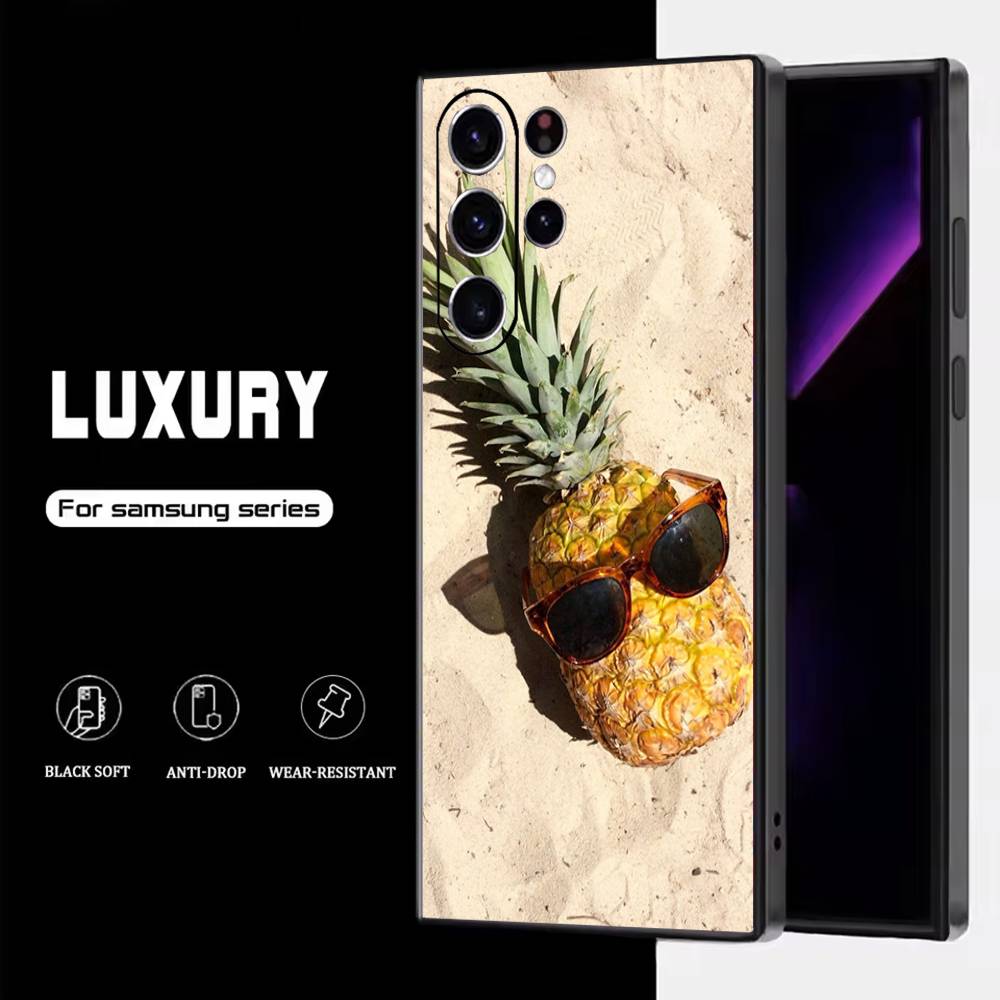 

Summer pineapple Phone Case For Samsung S25,S24,S23,S22,S21,S20,S10,Ultra,Plus,Lite,FE,Soft Silicone Black Cover Samsung S24Plus