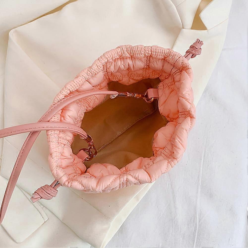 Quilted Bags Mini Puffer Crossbody Bag Puffy Purse for Women Drawstring Clutch Bag Small Shoulder Purse
