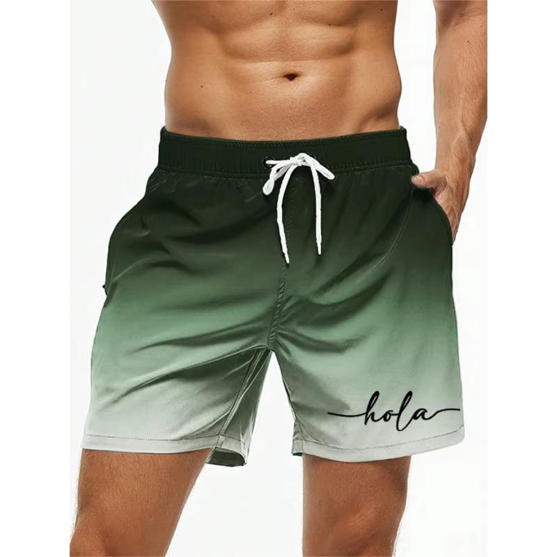 

3D Print Letter Design Mens Print Shorts Summer Men s Swim Trunks Elastic Waist ‘Hola’Graphics Breathable Women Swim Kid Short 6XL