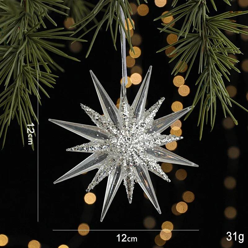 Weihnachts-Eiskristall-Anhänger Weihnachtsbaum-Anhänger Transparente Acryl-Engel-Licht Luxuriöse Szenen-Dekoration Requisiten Silvester 2025