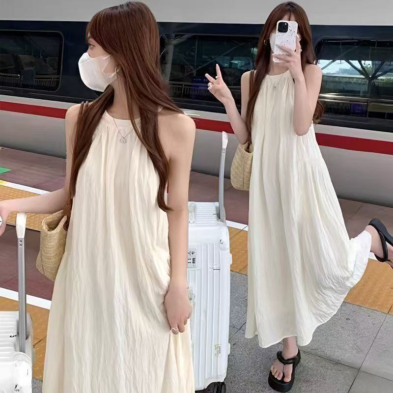 Neck Dress Fairy Summer Loose and Thin New Sleeveless Sweet Temperament Seaside Vacation Long Skirt