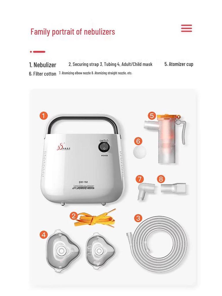 ShuangSheng SW-1M Home Nebulizer for All Ages - Compressor Air System