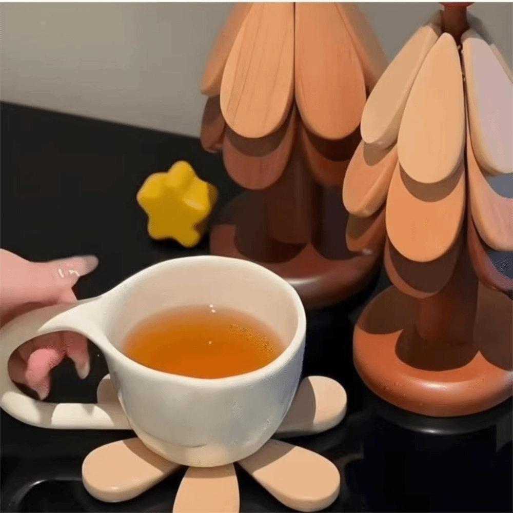 Decorative Wooden Trivets Anti Scald Tree Shape Insulation Pad  Dining Table