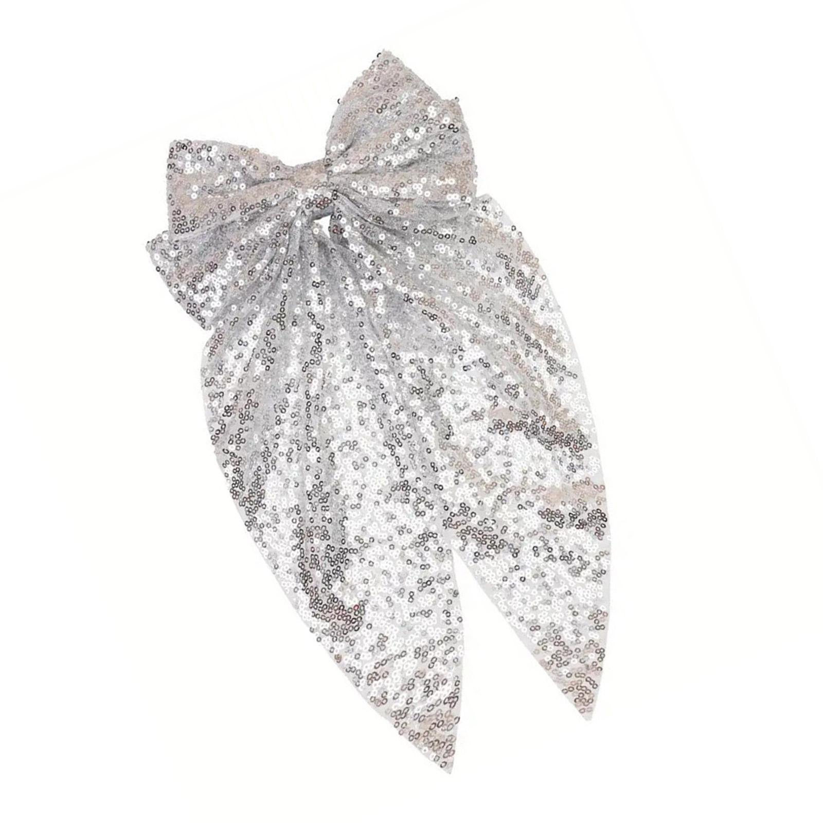 

Заколка для волос невесты с пайетками и бантом для девочек, заколка-бант для конкурса красоты, выпускного бала, принцессы, аксессуары для волос, реквизит для сцены