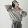 New Arrivals Open Run Women Semi Crop Box Fit Lettering Embroidery Long Sleeve